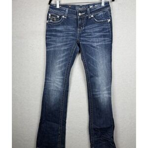 Miss Me Jeans 28x34 Med Wash Bootcut Embellished Rhinestone Bling JP5124B7 *read